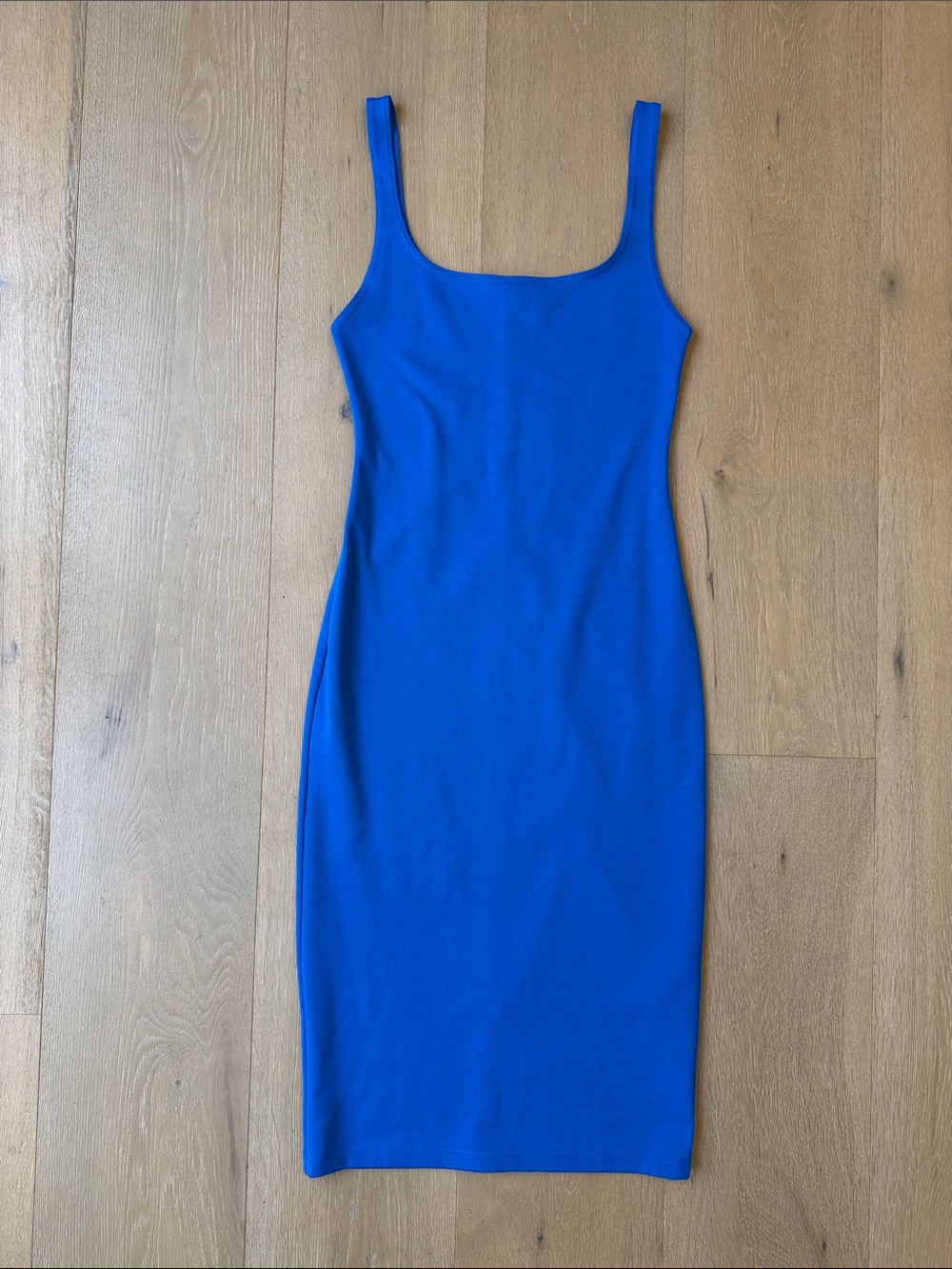 Zara Cobalt Blue Scoop-Neck Bodycon Midi Dress